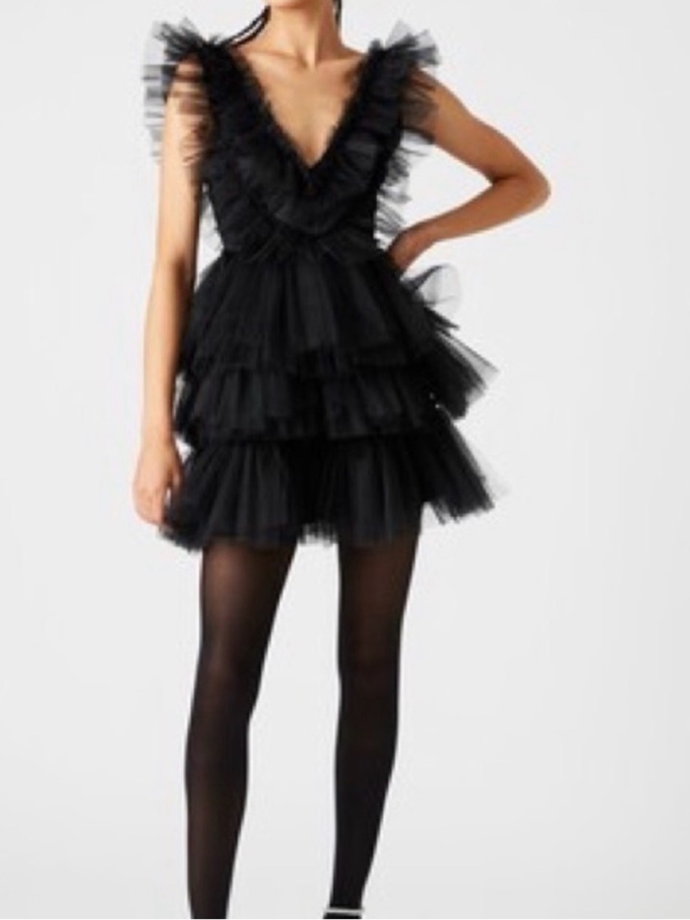 Steve Madden Black Tiered Tulle Mini Dress